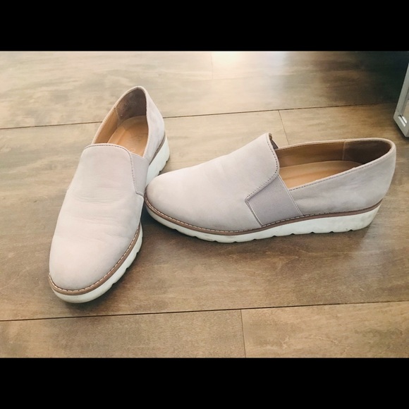 Franco Sarto light Grey Leather wedge Loafers - Picture 2 of 7